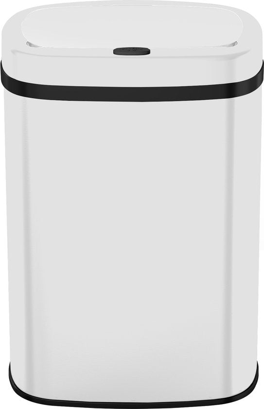 Bayt Prullenbak - Prullenbak 60 Liter - Prullenbak met Sensor - Vuilnisbak - Afvalbak - Metaal - Wit