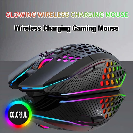 HXSJ T500 Gaming Muis - Ultra licht - RGB Verlichting - Licht zwart