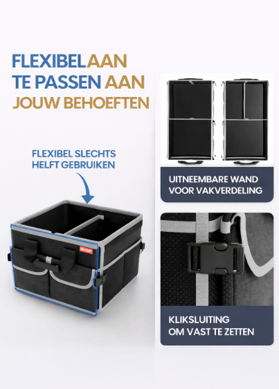 HELDENWERK Premium kofferbak organizer met deksel, stevig & antislip - Opvouwbare kofferbaktas, groot met dubbele bodem - Kofferbakbox, kofferbak organizer box