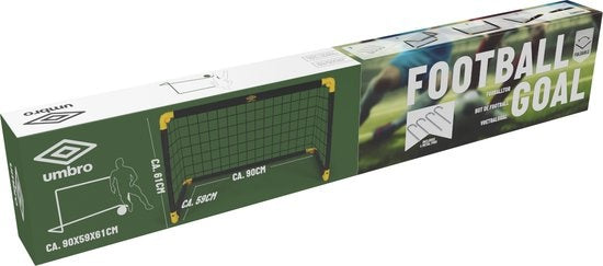 Umbro Voetbaldoel - Voetbalgoal 90 x 59 x 61 cm - Voetbal Goal Opvouwbaar - Makkelijk op te Bergen - Voetbal Training Doel voor Kinderen en Volwassenen - Kunststof - Zwart/ Geel
