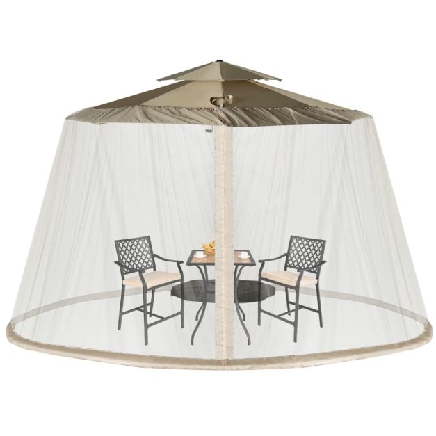 Coast Parasol Muggennet – Insectennet met 2 Deuren en Dubbele Rits 12,5 x 2,3 m – Beige