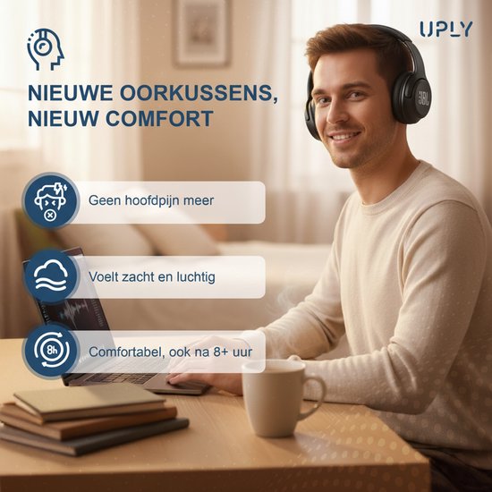 Set Oorkussens voor JBL Koptelefoon - E55BT Oorkussen - E55BT - Kunstleer met Traagschuim