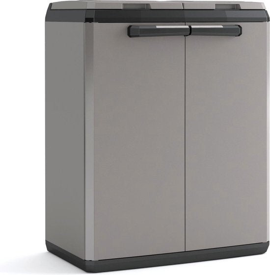 Keter Split Basic Recycling Vuilnisbak voor buiten - 68x39x85 cm - Grijs/Zwart