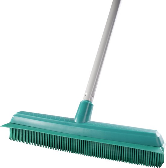 Leifheit Classic Suprabezem - rubberen bezem met telescoopsteel - 80-140 cm steellengte - 35 cm veegbreedte