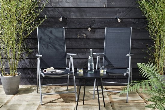 909 Outdoor - Tuinstoelen - Set van 2 - Verstelbare Rugleuning - Inklapbaar - Zitstoelen - Aluminium en Textileen - 69 x 56 x 106 cm