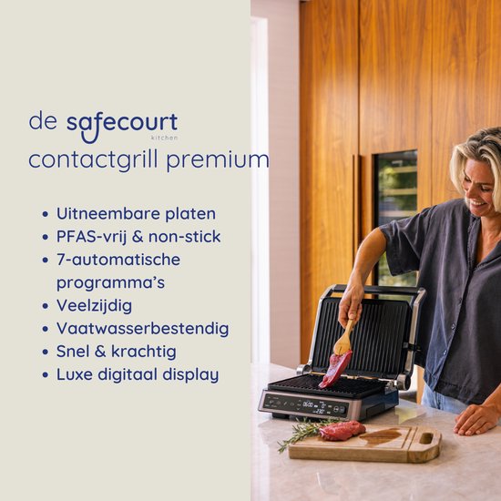 Safecourt Kitchen Contactgrill – Paninigrill en Tosti ijzer – Uitneembare PFAS-vrije platen & vaatwasserbestendig – Groot grilloppervlak – snel warm (2200W) – Tosti-apparaat