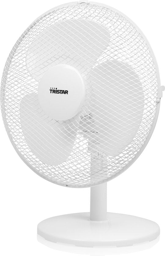 Tristar Tafelventilator 30 cm – 3 Snelheden – 85° Oscillatie – Verstelbare Luchtstroom – VE-5724 – Wit