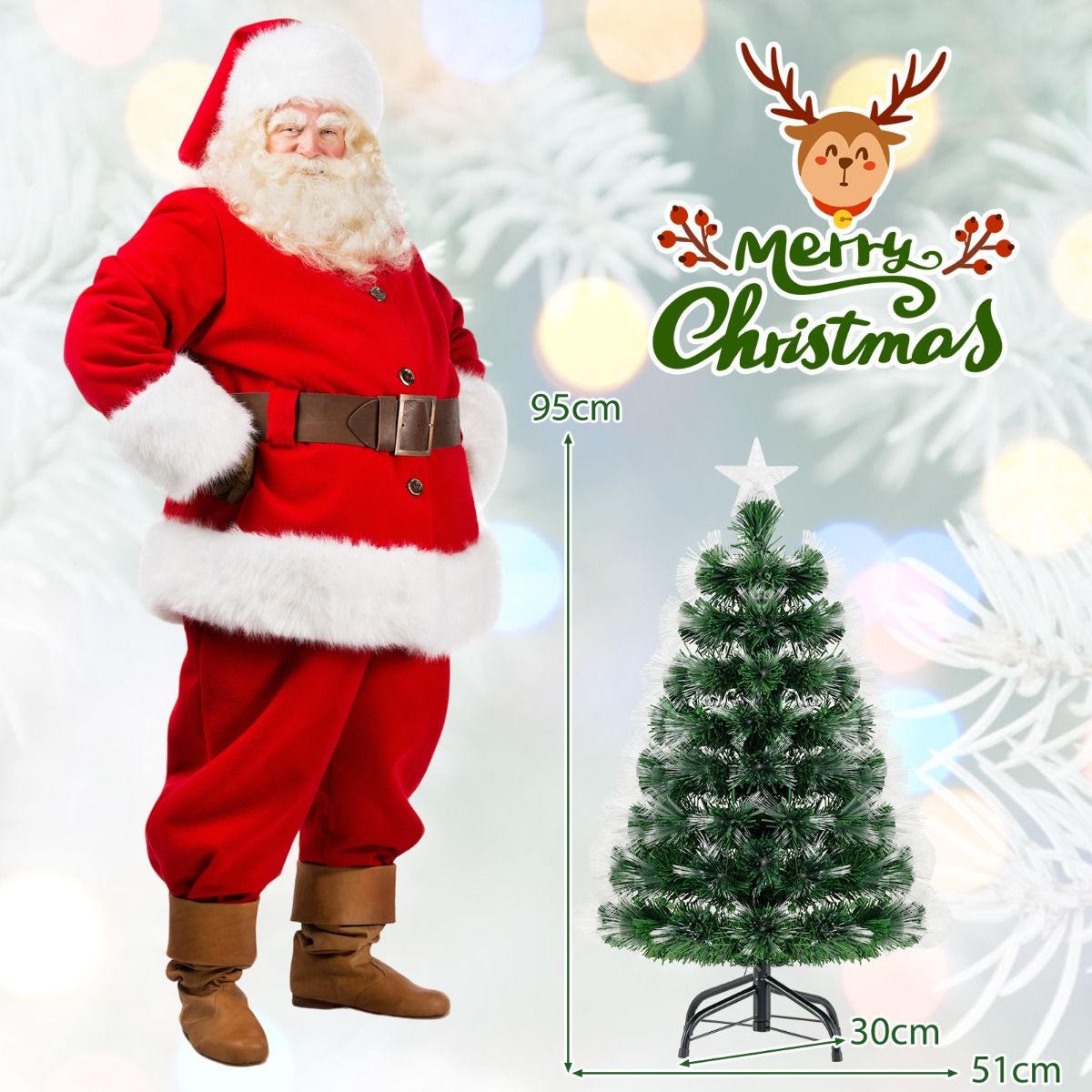Coast Kunstkerstboom - glasvezelverlichting - 93 takken - 95 cm groen