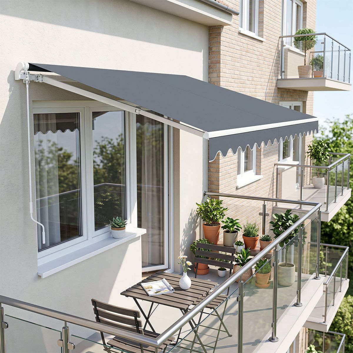 Coast Zonnescherm Terrasoverkapping - intrekbaar - aluminium frame - grijs 3,6 x 3 m