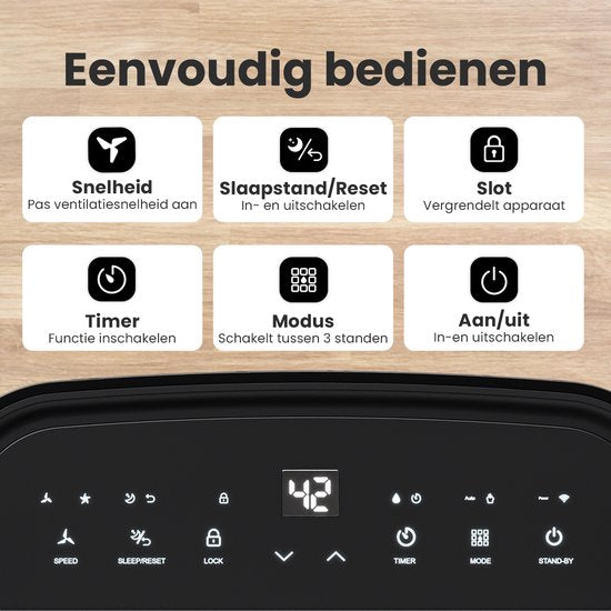 Auronic Luchtontvochtiger - Compact Series - 20L per dag - Was-droog functie - Slaapkamer, Badkamer en Woonkamer - Vochtvreter voor in Huis - Zwart