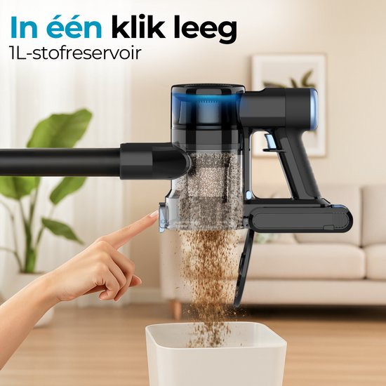 Sanovy Turbo Flex X28 Steelstofzuiger Draadloos - Zonder Zak - Op Accu - 350W - 28Kpa - Met Opzetstukken - Draadloze Stofzuiger Zonder Zak