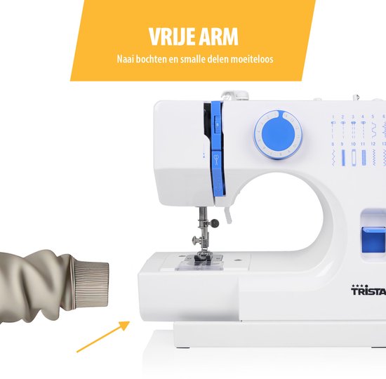 Tristar SM‑6003 Naaimachine – 14 Patronen – Automatische Draadinrijger & Vrije Arm – LED‑Licht – Inclusief Accessoires – Voor Beginners