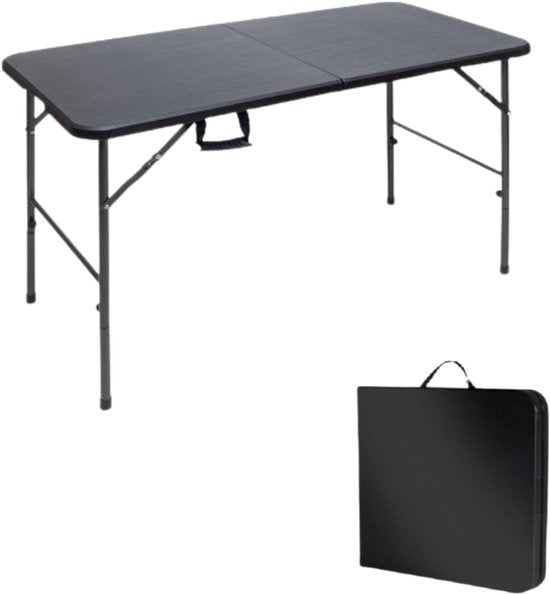 BRASQ Inklapbare Vouwtafel Zwart - 120x60x74cm - Campingtafel - Klaptafel - Inklapbaar - Weerbestendig