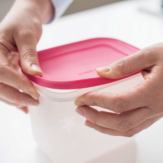 Tupperware Freezer Mates 2 stuks - Diepvriesdozenset -Voedselbakjes voor de vriezer - BPA-vrij - 2 x 1,1 Liter - Roze