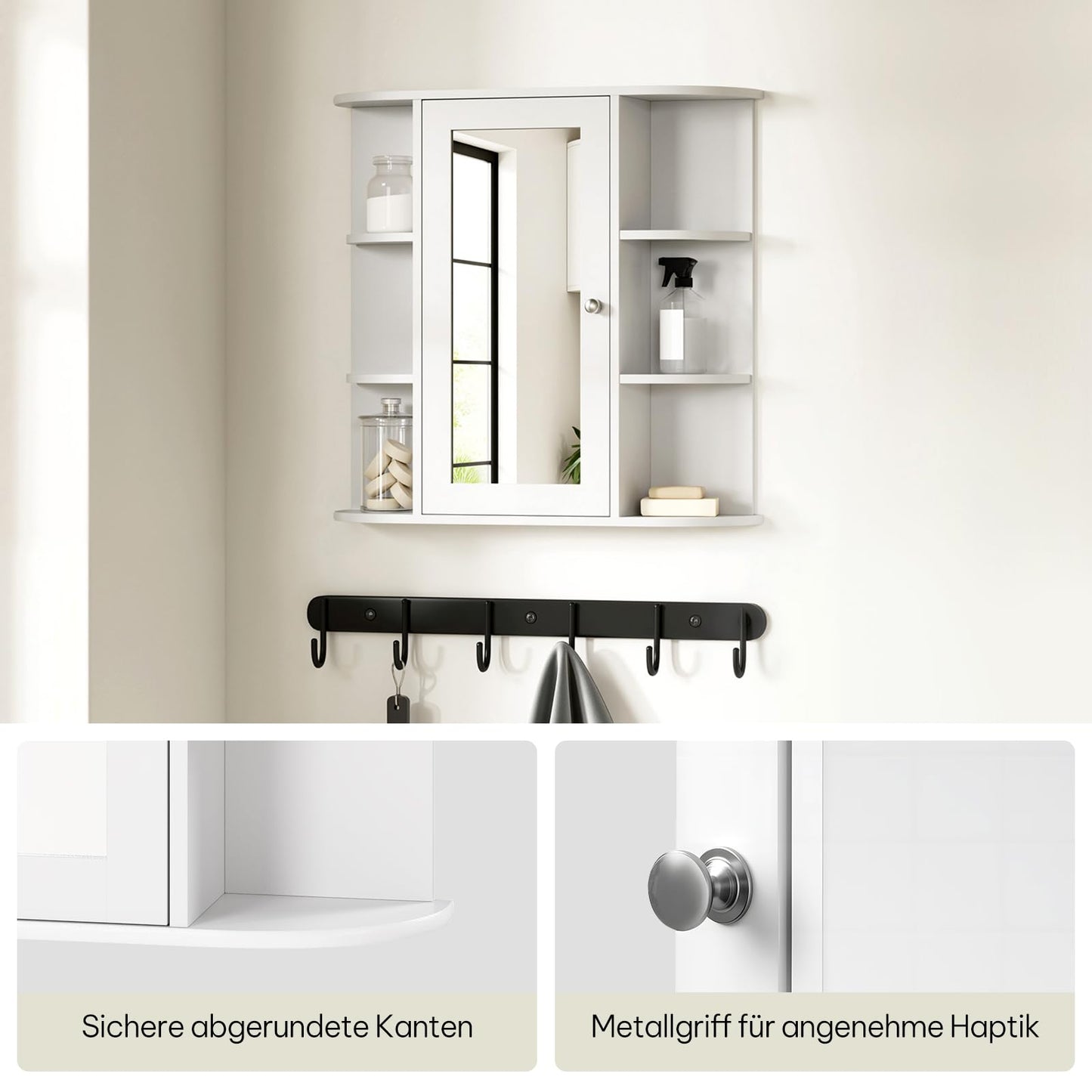 Esituro Spiegelkast - 60x58x16cm - Wandkast - MDF - Wit