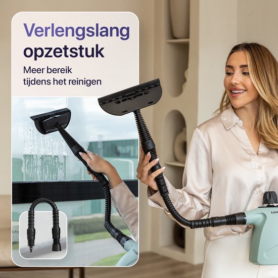LUMAN 16 in 1 Stoomreiniger C3 - Stoomvergrendelingsfunctie - Handstoomreiniger - Handstomer - Vlekkenreiniger - Tapijtreiniger - Incl. Opbergtas en 16 Opzetstukken - 1050 Watt - 450 ML - Groen