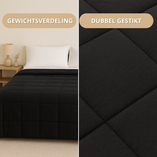 Vonia Verzwaringsdeken 7 kg - Verzwaarde Deken - Weighted Blanket - 150 x 200 cm – Zwart