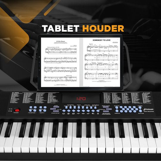 Finesse Keyboard Piano - Verlichting - Statief & Accessoires - 61 Toetsen - Digitale Piano - Elektrische Piano - Kind