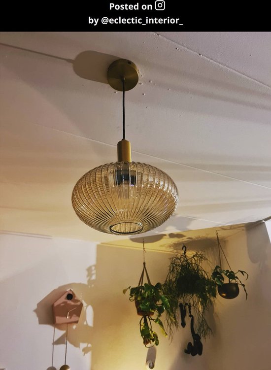 Lucide MALOTO - Hanglamp - Ø 30 cm - 1xE27 - Amber
