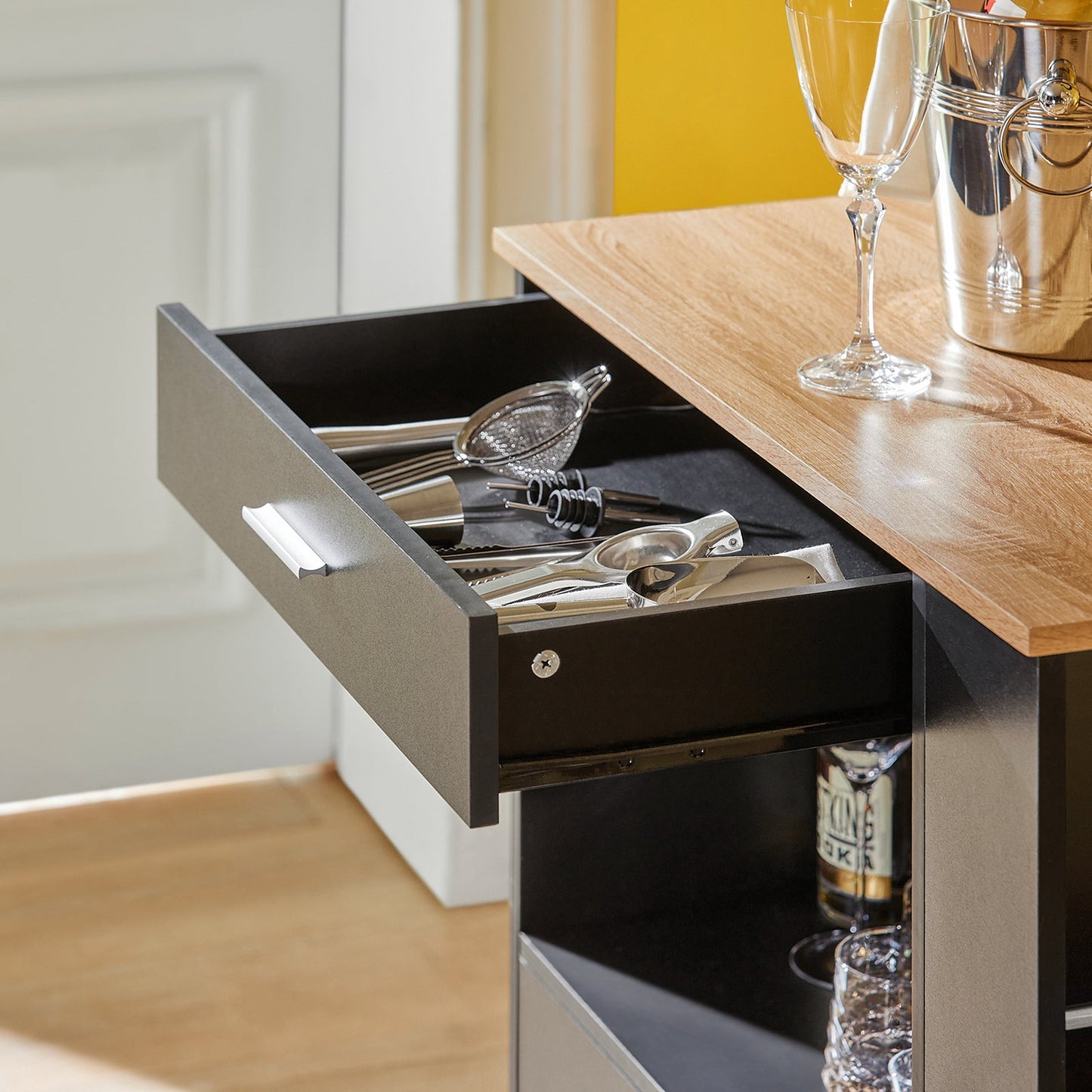 SoBuy FKW113-SCH Multifunctionele Keukentrolley met Wielen – 82x46x88 cm – Zwart