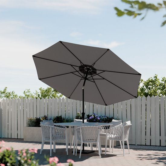 LifeGoods Parasol - Tuin - Ø300 cm - 30° Kantelbaar - Waterdicht - UPF50+ - Donkergrijs