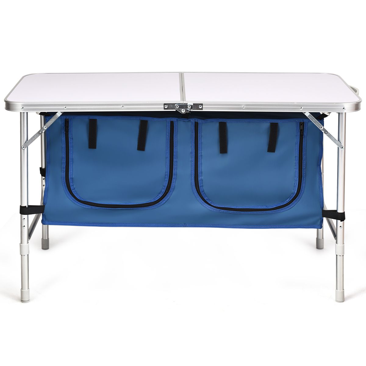 Coast Campingtafel met opbergruimte - verstelbare hoogte - opvouwbaar - donkerblauw 120 x 60 cm