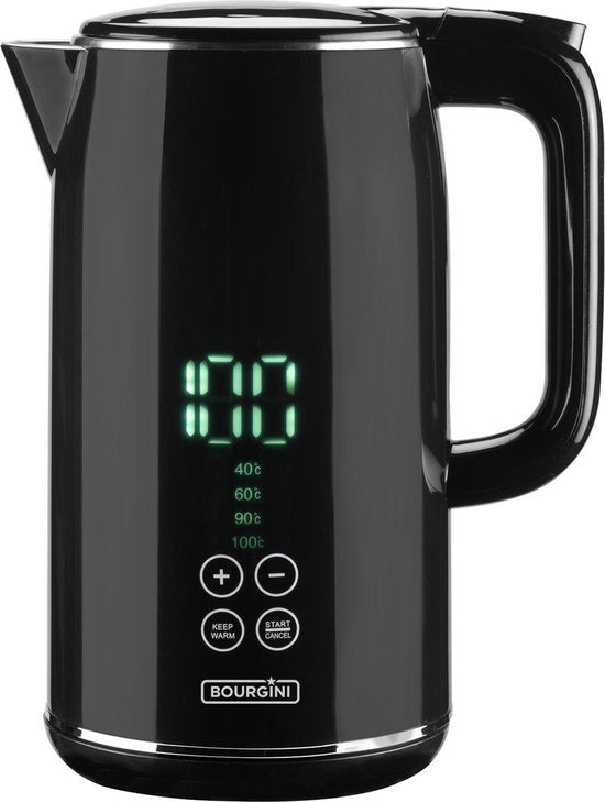 Cool Touch Digitale water koker geschikt voor babyvoeding - 1.7L - Aluminium - BPA vrij - 1800W - 15x22x28 cm - Zwart