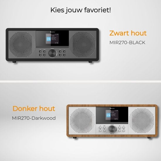Denver Internet Radio - DAB Radio - FM Radio - CD Speler - Bluetooth - 200W - AUX/USB - MIR270 - Hout