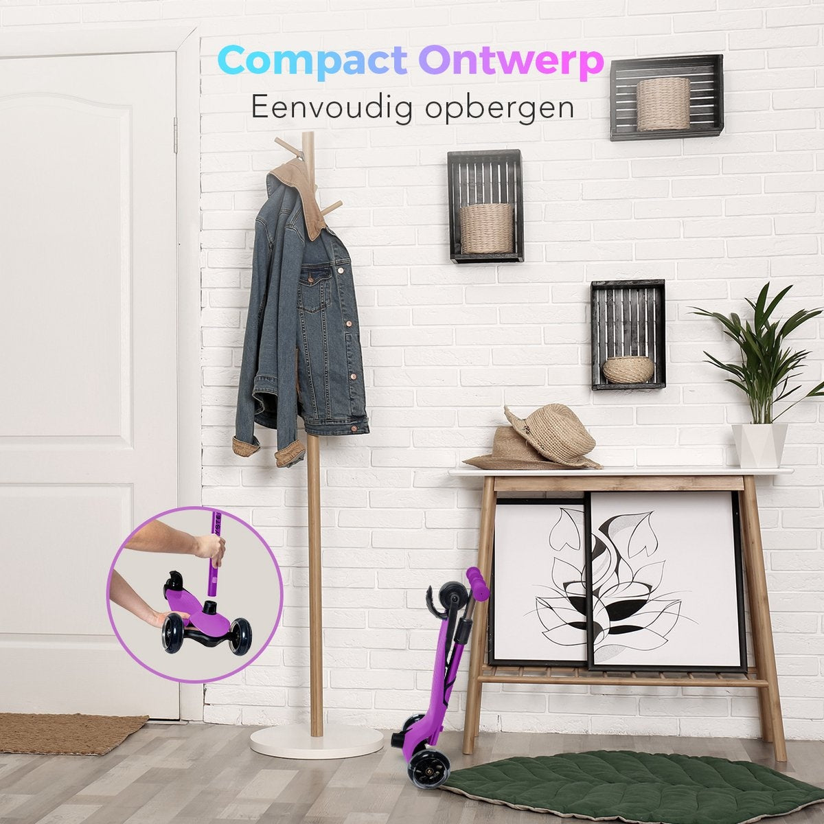 LifeGoods HappyStep - Kinderstep - Step 2-5 Jaar - 3 Lichtgevende Wielen - Jongens/Meisjes - Paars