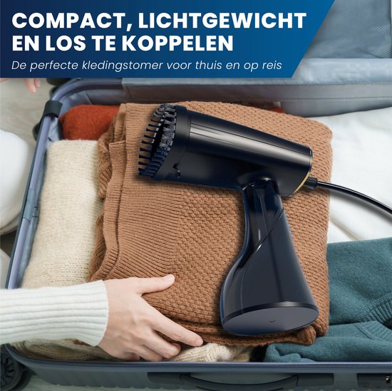 HomeShift Kledingstomer - Stoomapparaat - Handstomer - Voor Kleding en Meubilair - 380ML - Zwart