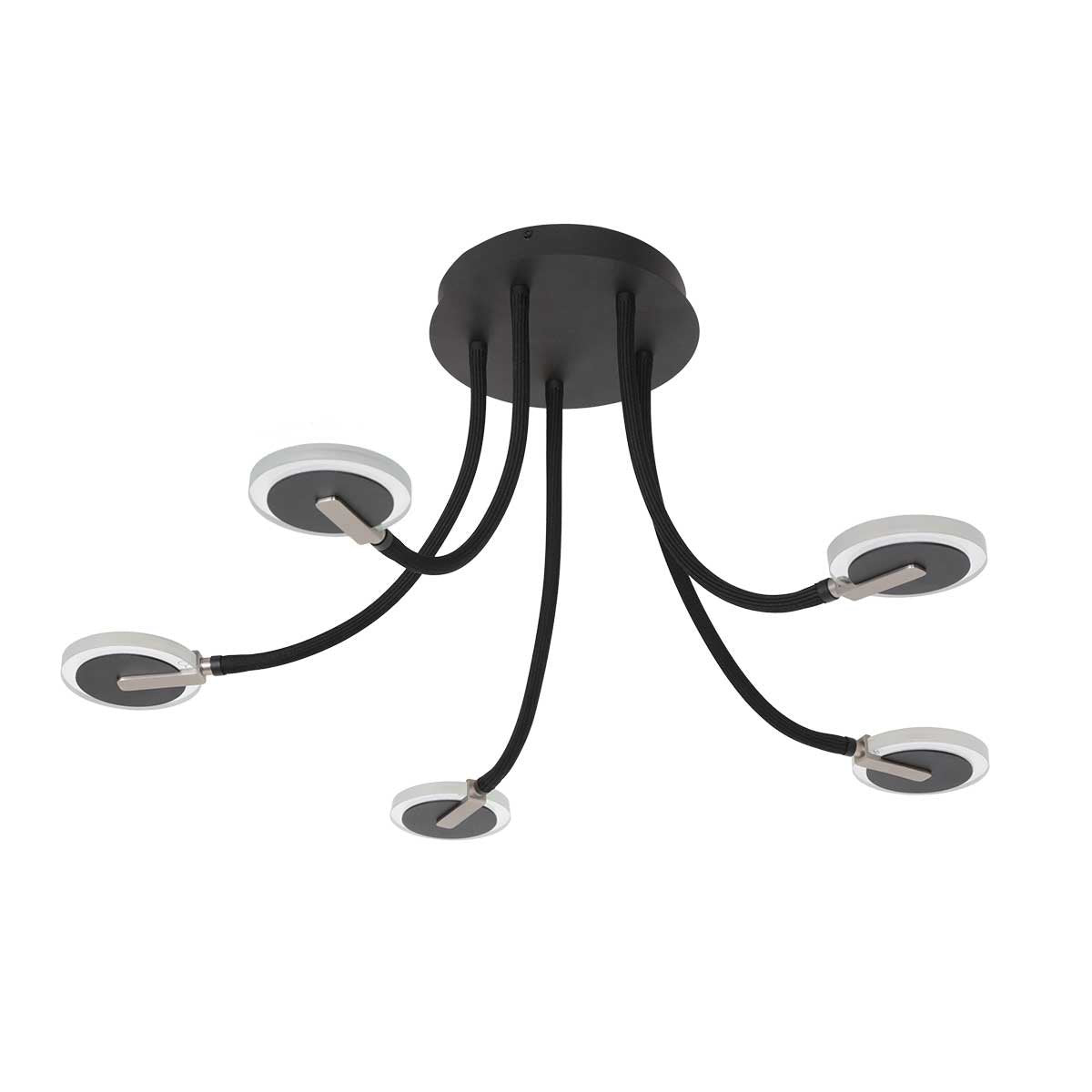 Plafondlamp Turound 3375ZW – Zwarte design lamp met glas, 91,5 cm, draaibaar en kantelbaar, Steinhauer, LED, dimbaar, 5000 lumen