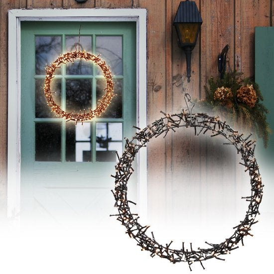 H&S - Kerstkrans - Ring - ˜38cm - 300led - Extra Warm White - 8 standen