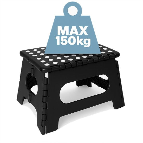 Opstapkrukje Inklapbaar - Antislip - 150KG - Huishoudtrap / Keukentrapje Opvouwbaar - Opstapje Volwassenen / Kinderen - Opstap Krukje - Opstapjes - Zwart - Löwenthal