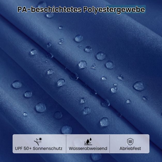Coast Tuinparasol met Solar LED – Kantelbare Parasol met Slinger en 8 Ribben – Blauw