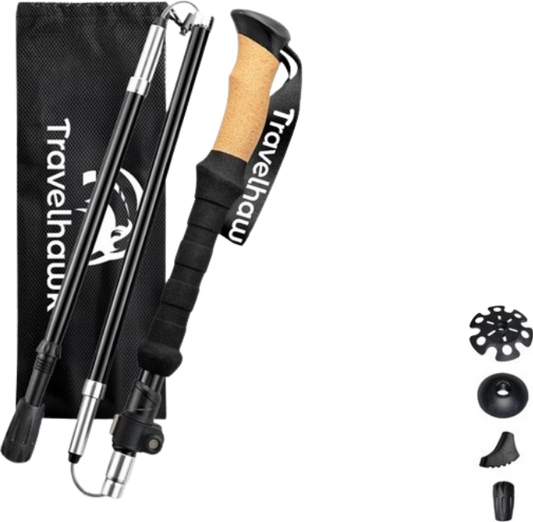 Travelhawk Nordic Walking Stokken Trekkingstokken - Hiking - Wandelstokken - Trekking - Verstelbaar - Opvouwbaar - Alternatief Telescopisch en Inschuifbaar