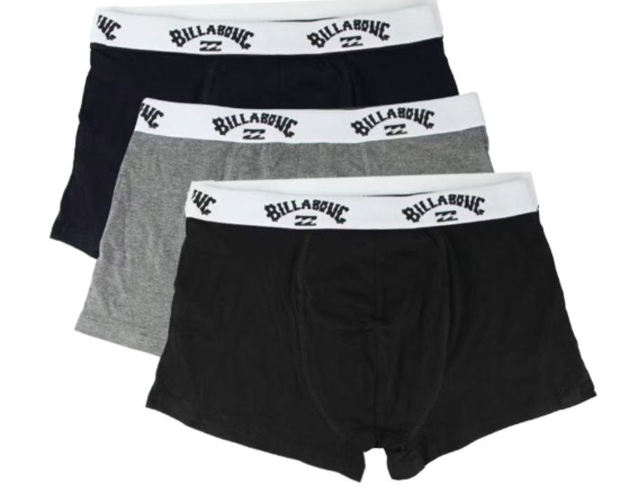 Billabong 3x Boxershorts voor heren - maat XL - zwart-grijs-blauw - 95% katoen, 5% elastaan
