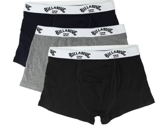 Billabong 3x Boxershorts voor heren - maat XL - zwart-grijs-blauw - 95% katoen, 5% elastaan