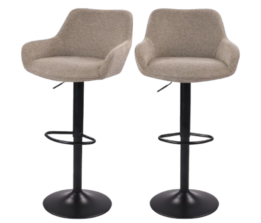 Dutchbone Oliver Barkrukken - Set van 2 - Taupe - 56 x 54 x 109 cm - Verstelbare Zithoogte 60-80 cm