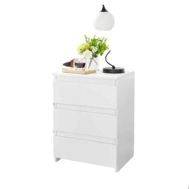 Yaheetech Nachttafel met 3 Lades - Wit - 45,5 x 35,5 x 60,5 cm