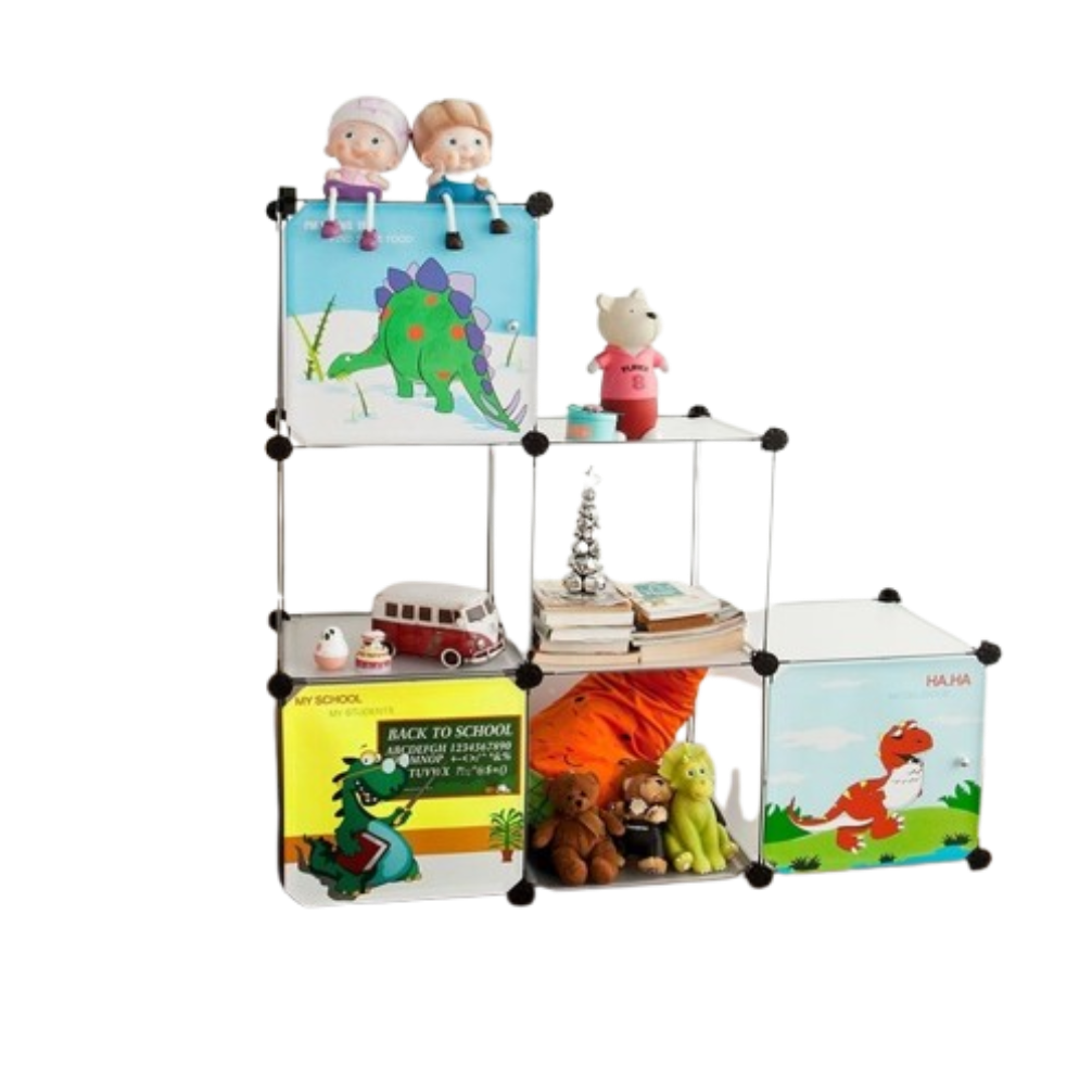 SoBuy Kinderboekenkast - Kinderrek voor Boeken en Speelgoed - 6 boxen - 38 x 38 x 38 cm