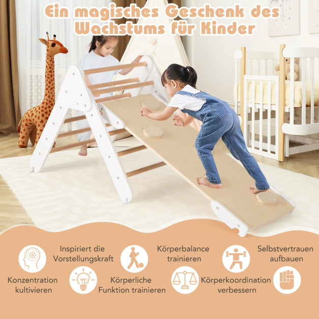 Coast Kletterset – Kletterdreieck 75x55x64 cm, Kletterbogen 89x52x44 cm, Rampe 98x40 cm – Buchenhout, Wit/Naturel