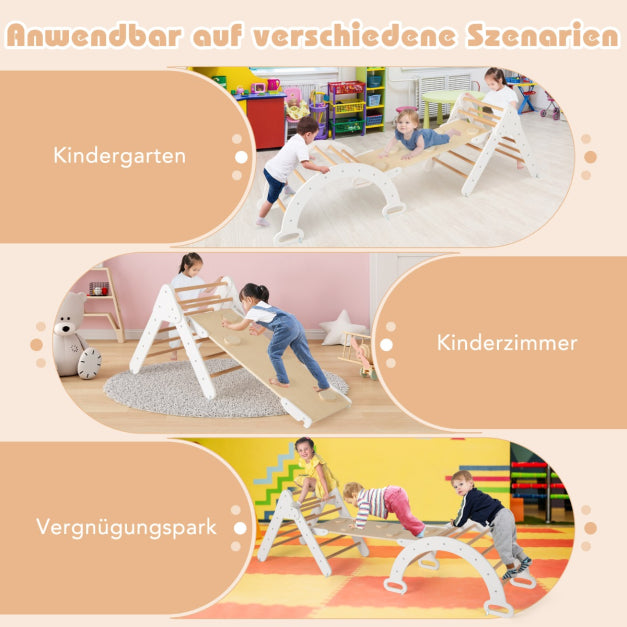 Coast Kletterset – Kletterdreieck 75x55x64 cm, Kletterbogen 89x52x44 cm, Rampe 98x40 cm – Buchenhout, Wit/Naturel