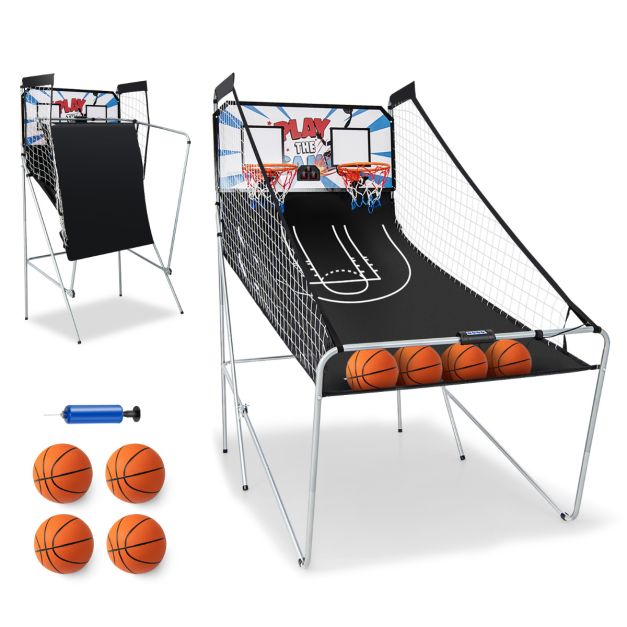 Coast Basketbal Arcade Machine – Dubbele Basketbalhoepel met Elektronische Score 207 x 108 x 205 cm – Zwart