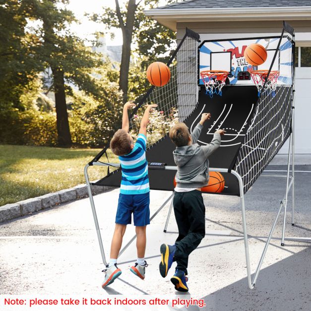 Coast Basketbal Arcade Machine – Dubbele Basketbalhoepel met Elektronische Score 207 x 108 x 205 cm – Zwart