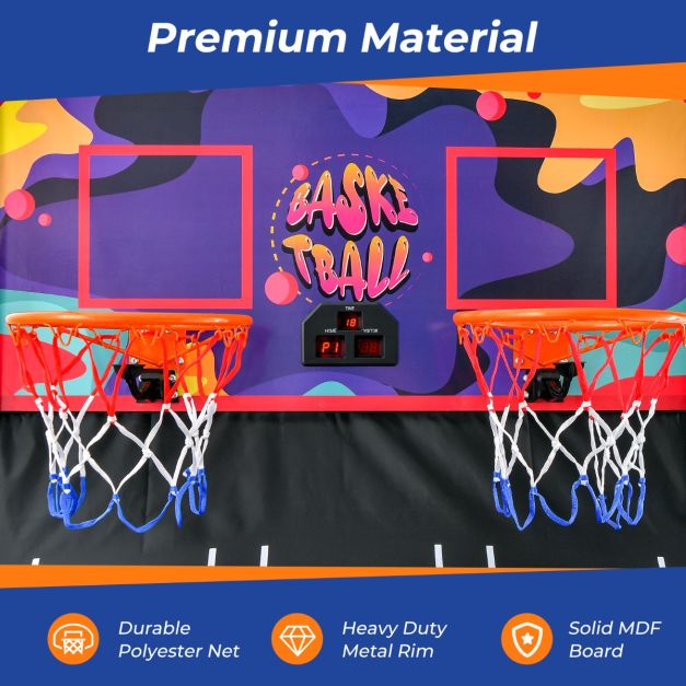 Coast Basketbalspel - Elektronisch - Opvouwbaar - Dubbel - Arcade - 203x110x205cm - Paars/Zwart