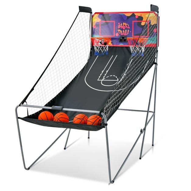 Coast Basketbalspel - Elektronisch - Opvouwbaar - Dubbel - Arcade - 203x110x205cm - Paars/Zwart