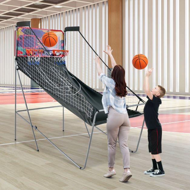 Coast Basketbalspel - Elektronisch - Opvouwbaar - Dubbel - Arcade - 203x110x205cm - Paars/Zwart
