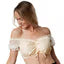 DressForFun Dirndlblouse Tyroler Hanne – Voorzien Van Carmen-halslijn En Kanten Ruches En Satijnen Lint – Voor Oktoberfest En Themafeesten – Beige Polyester En Katoen – Maat S