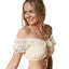 DressForFun Dirndlblouse Tyroler Hanne – Voorzien Van Carmen-halslijn En Kanten Ruches En Satijnen Lint – Voor Oktoberfest En Themafeesten – Beige Polyester En Katoen – Maat S
