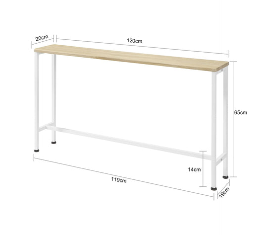 SoBuy Consoletafel - Metalen Hal - Naturel/Wit - 120x65x20cm
